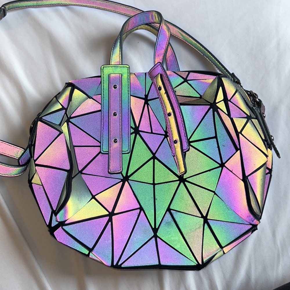 Prismatic Glow purse with handle and crossbody.
